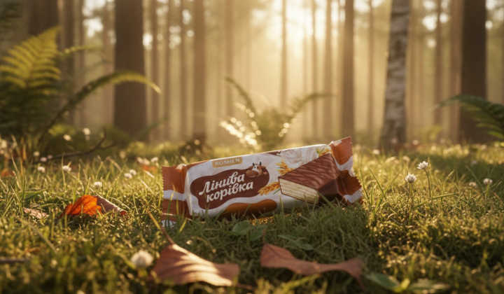Packaging of Lazy Cow candies with ROSHEN logo