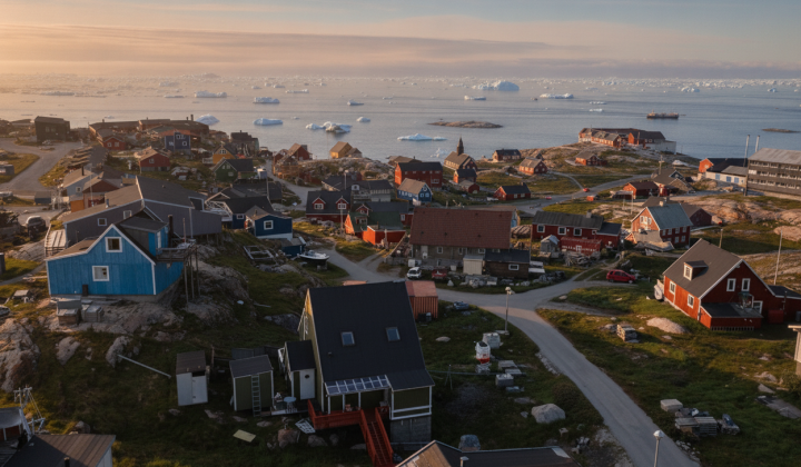 US flag and Greenland on map
