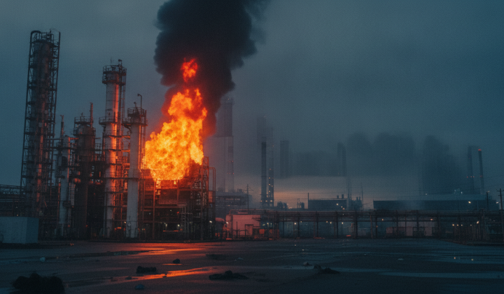 Fire at oil refinery after drone attack