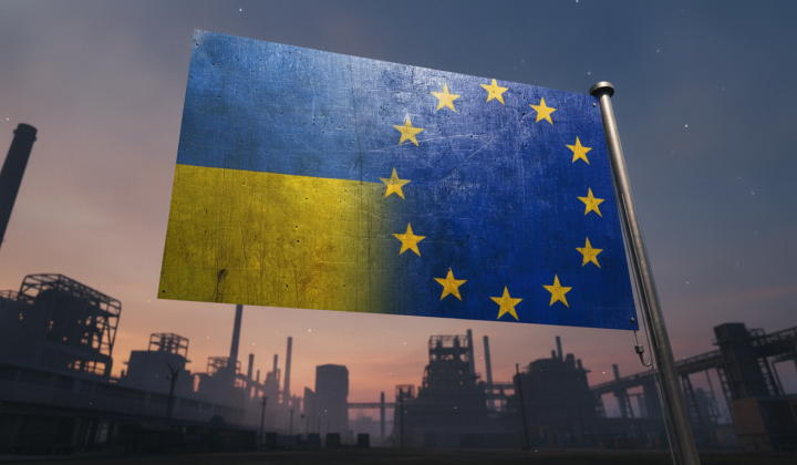 Логотип Еврокомиссии и флаг Украины