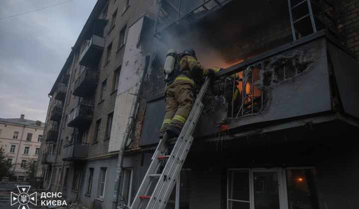 Fire in a 5-storey building in Kyiv
