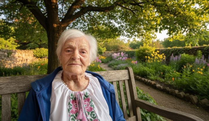 Photo of Olena Rybalko, the oldest resident of Ukraine