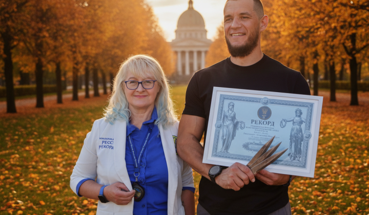 Soldier Polukishnik sets record for knife throwing in Ukraine