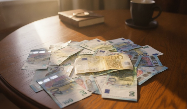Money and flag of Ukraine