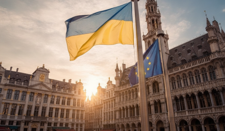 Flag of Ukraine on the background of Ukraine map