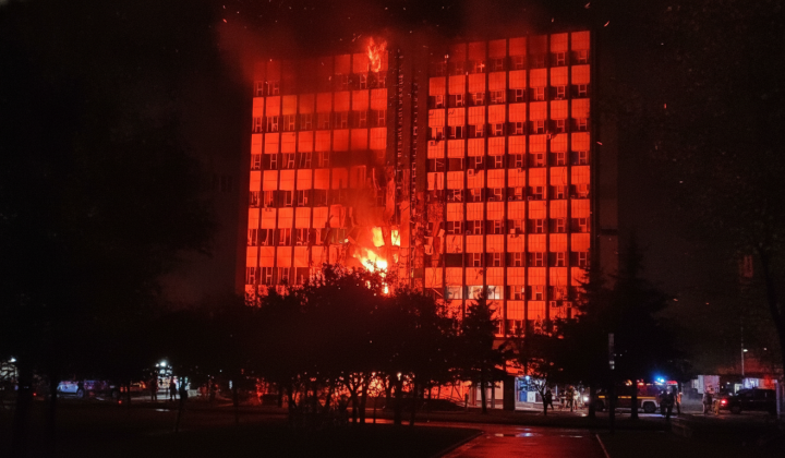 Drones attacking Lugakom operator's building in temporarily occupied Luhansk
