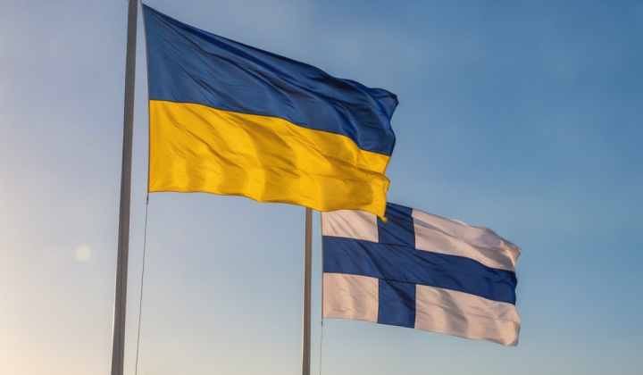 Flags of Finland, Sweden, and Ukraine