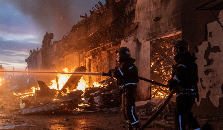 Drone Strikes by Russian Forces Ignite Major Fire and Injure Civilians in Kharkiv’s Osnovyansky District