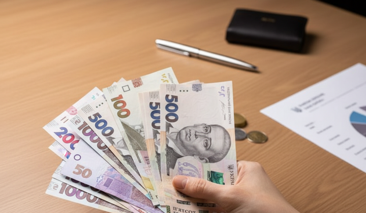 Монети української гривні на тлі сніжинок