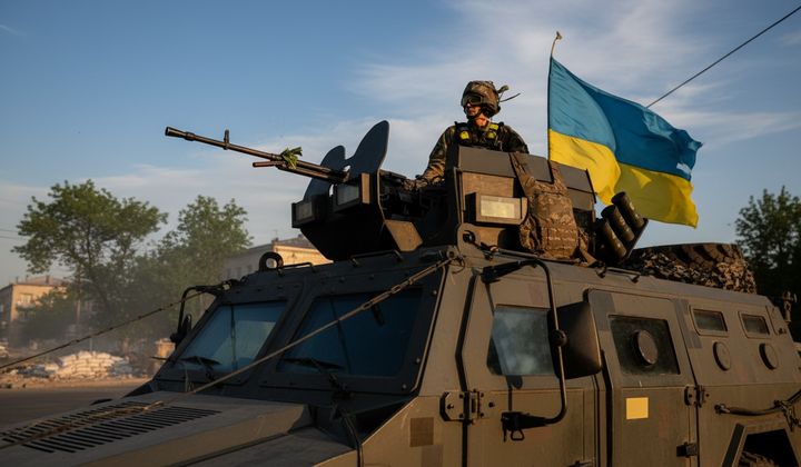 Ukrainian flag against the backdrop of the EU map