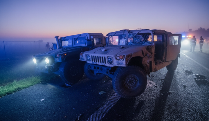 Автобус столкновение американские военные на дороге
