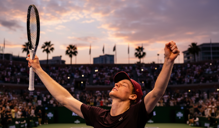 Теннисист держит кубок победителя ATP