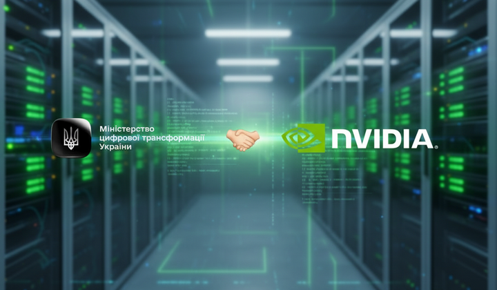 Логотип NVIDIA на фоні прапора України