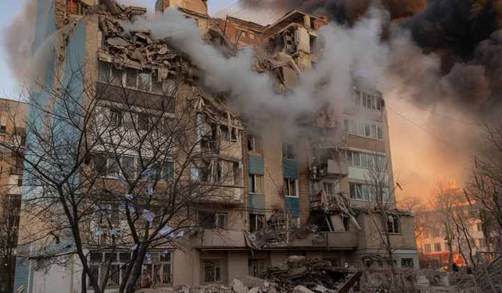 Дом, поврежденный в Тернополе