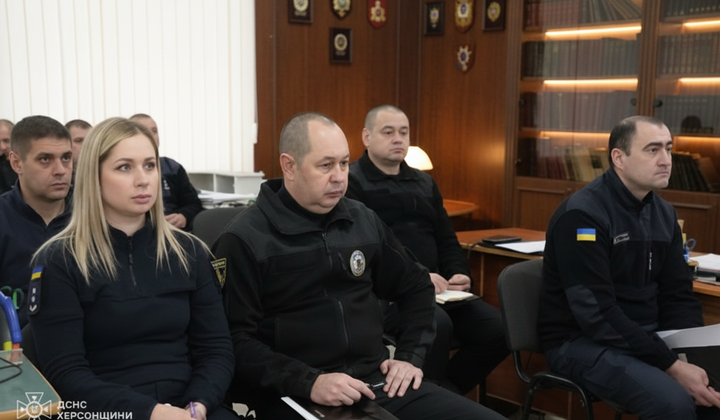 Police and rescuers in Kherson region