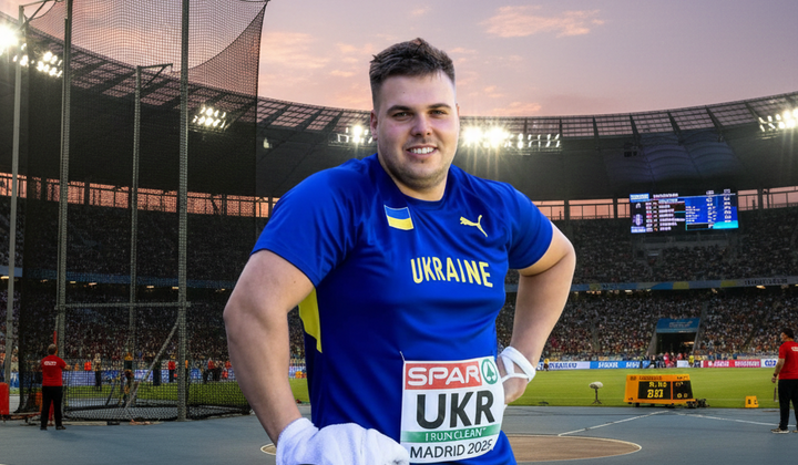 Український атлет Міша Коген під час метання молота