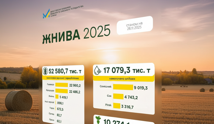 Ukraine gathered 52 million tons of grain