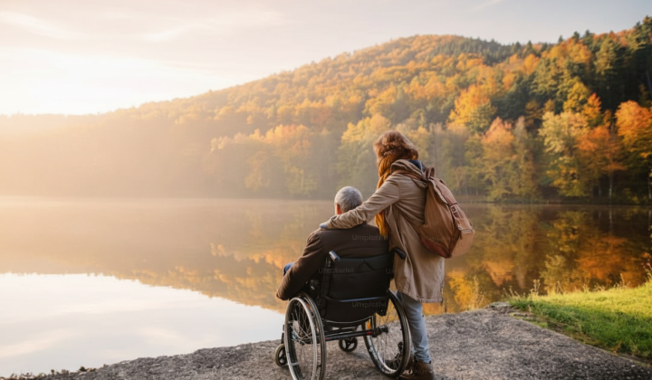Person in a wheelchair in the city