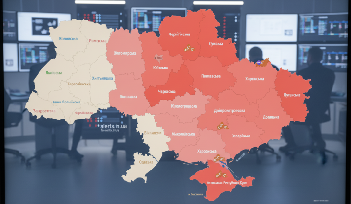 Карта тревог воздушных Украины онлайн