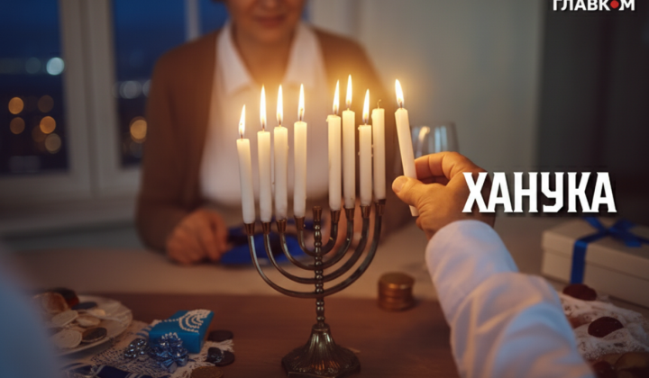Festive candle for the Hanukkah holiday