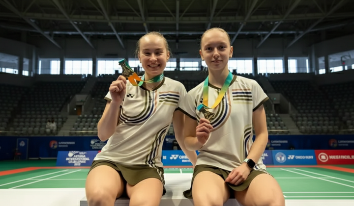 Ukrainian badminton players with medals
