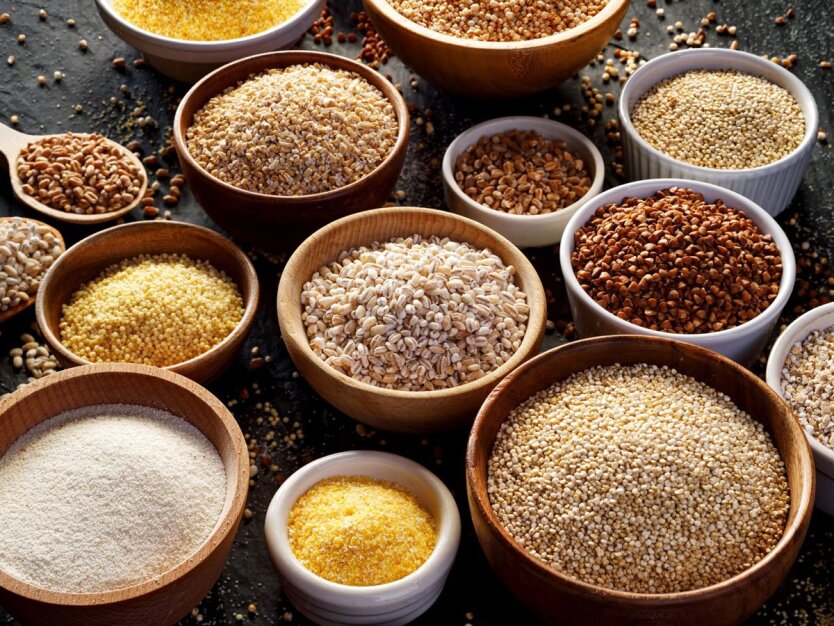 Гречка и овсянка на тарелке