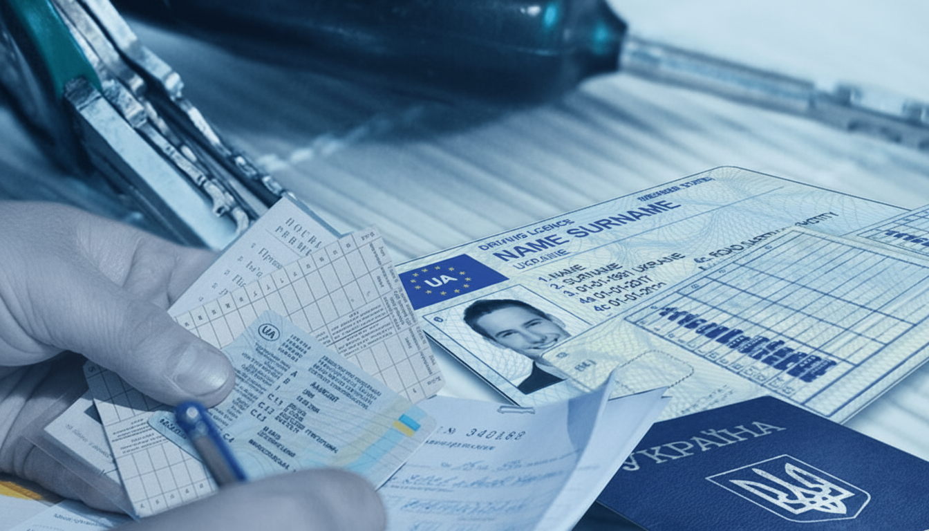 Автомобиль на дороге с тремя отметками в правах