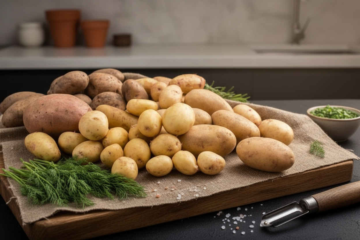 Картофель на темном фоне