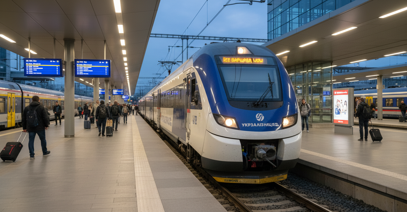 Потяги Укрзалізниці на залізничній станції