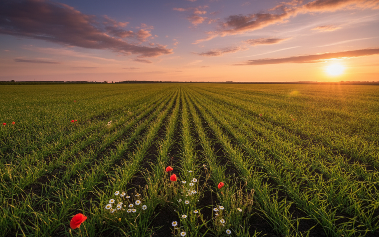 Поле с посевами озимых зерновых
