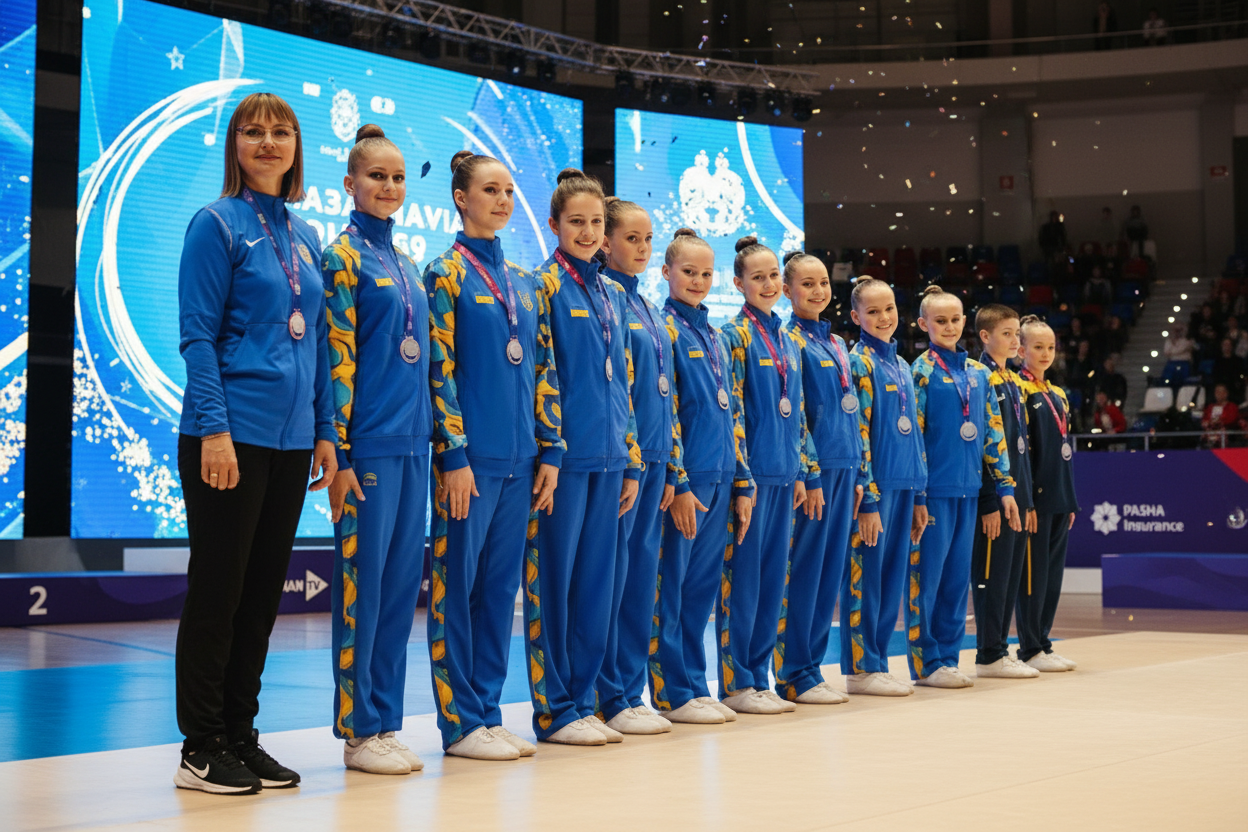 Девушка выполняет упражнение на чемпионате