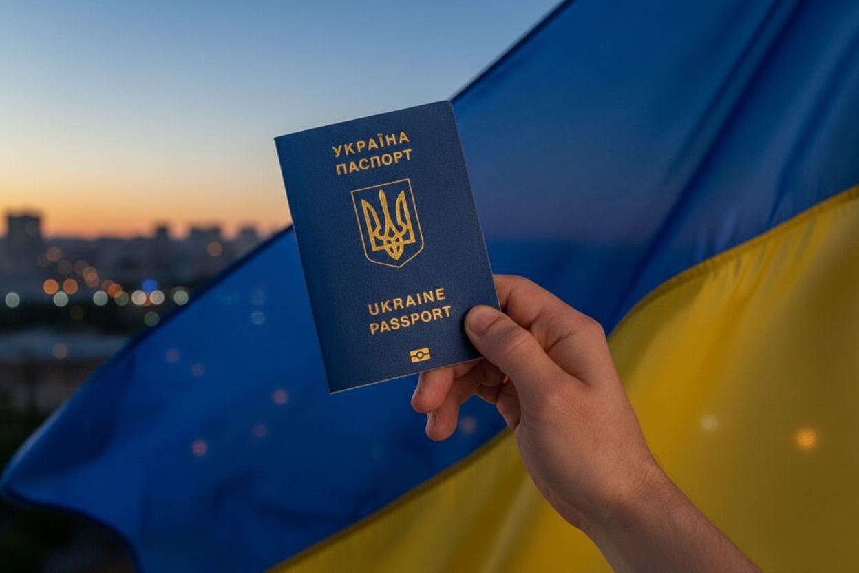 Флаг Украины и свидетельство о гражданстве