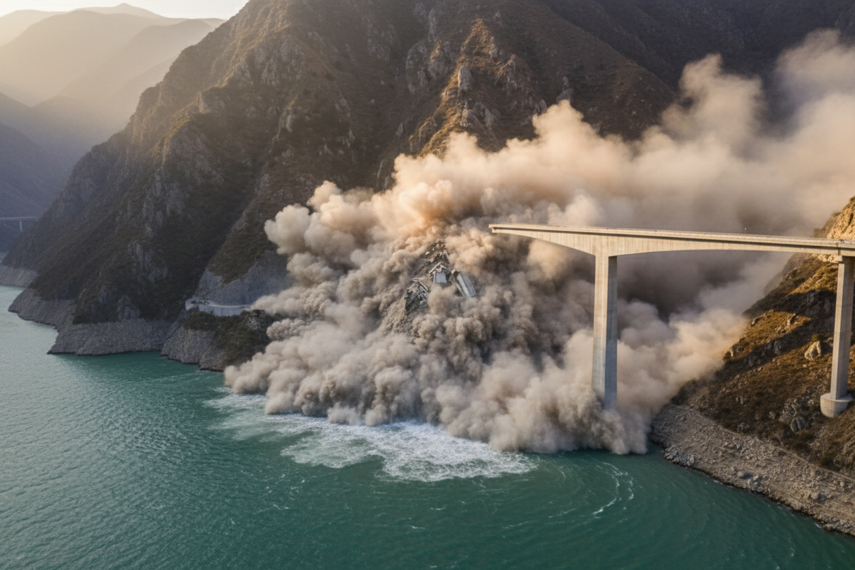 Зруйнований міст в Китаї