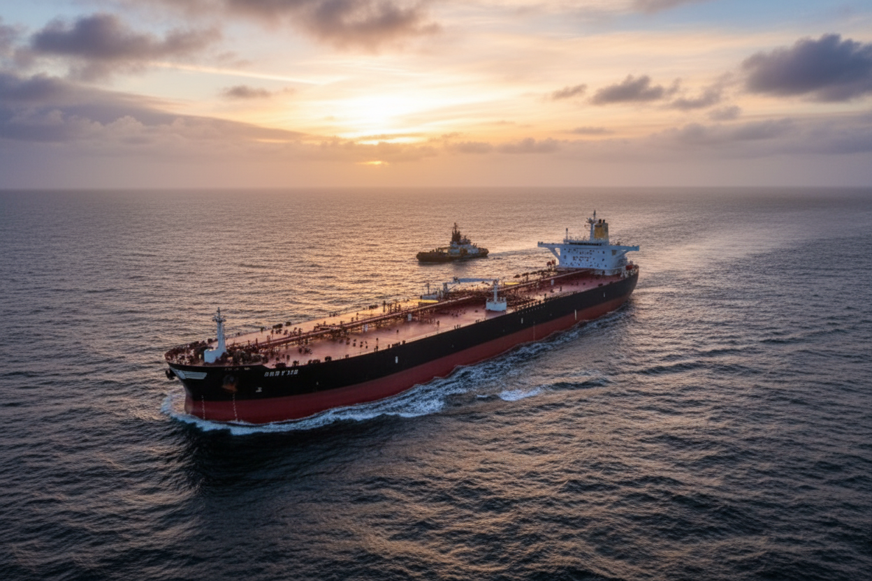 Китайський корабель на тлі газових танкерів