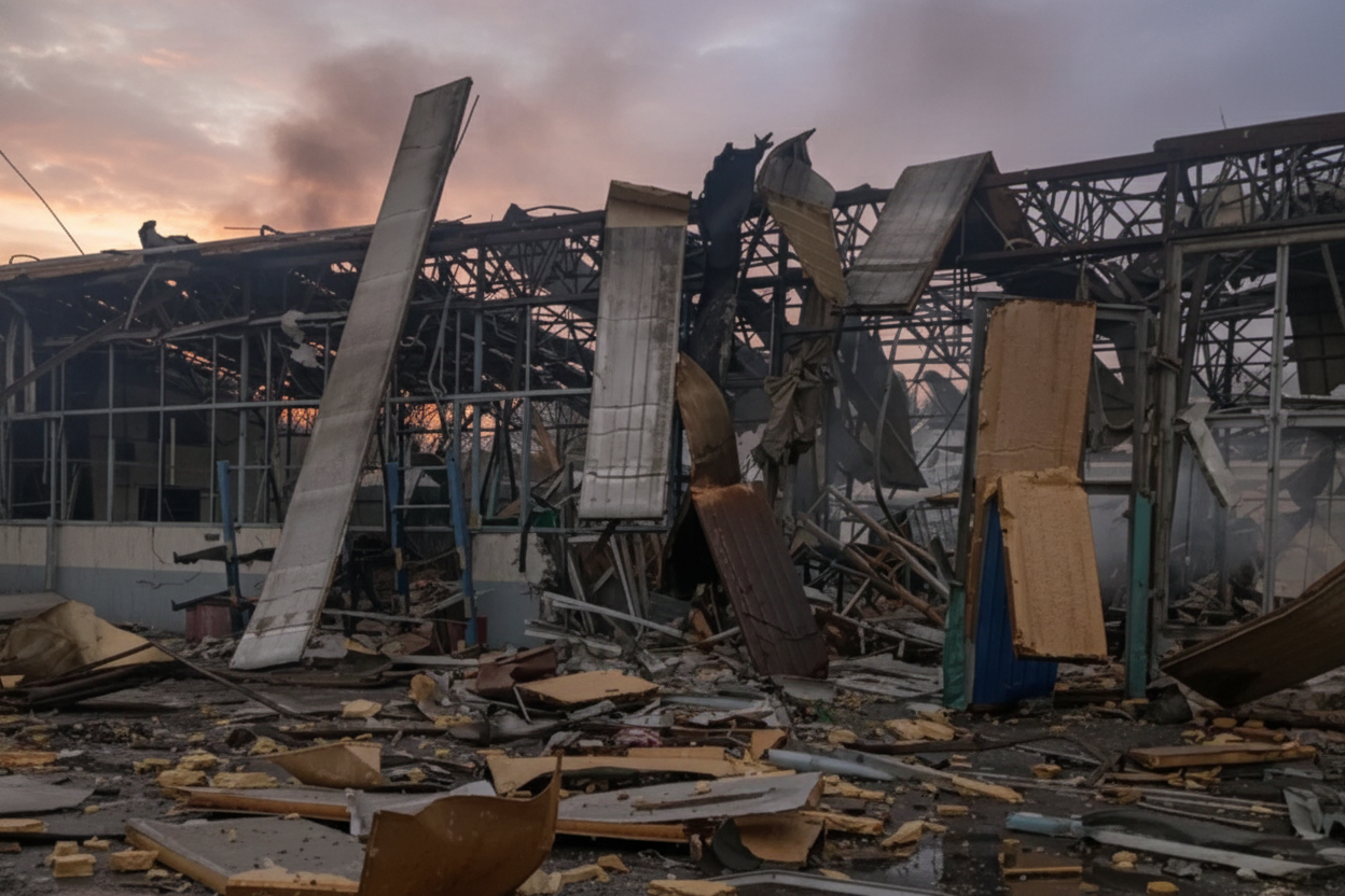 Пошкоджений склад логістичної компанії в Харкові