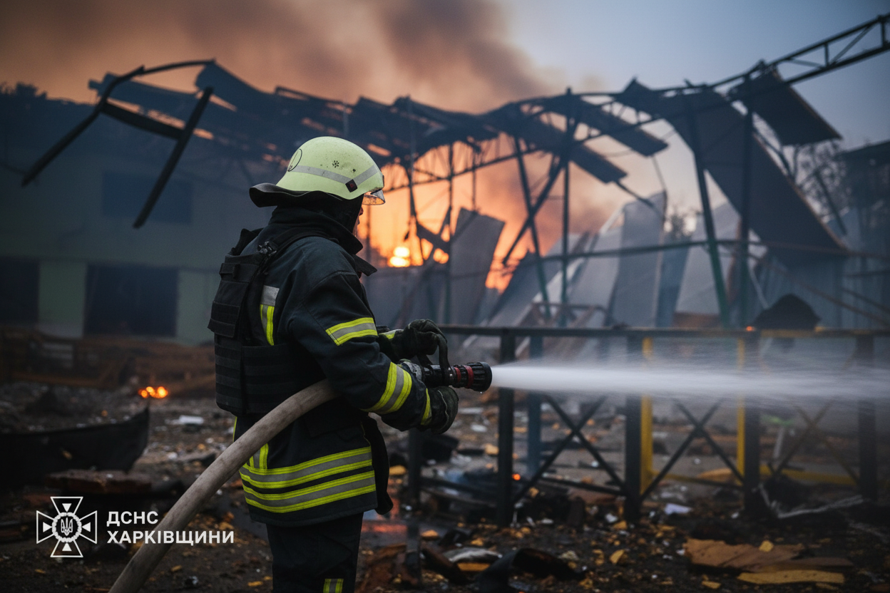 Пошкоджені будівлі в центрі Харкова