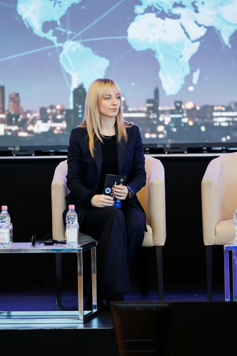 Женщина-полицейский в форме рядом с автомобилем