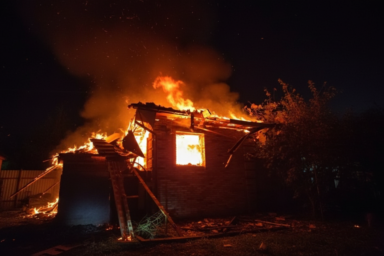 Будівля вогню під час атаки