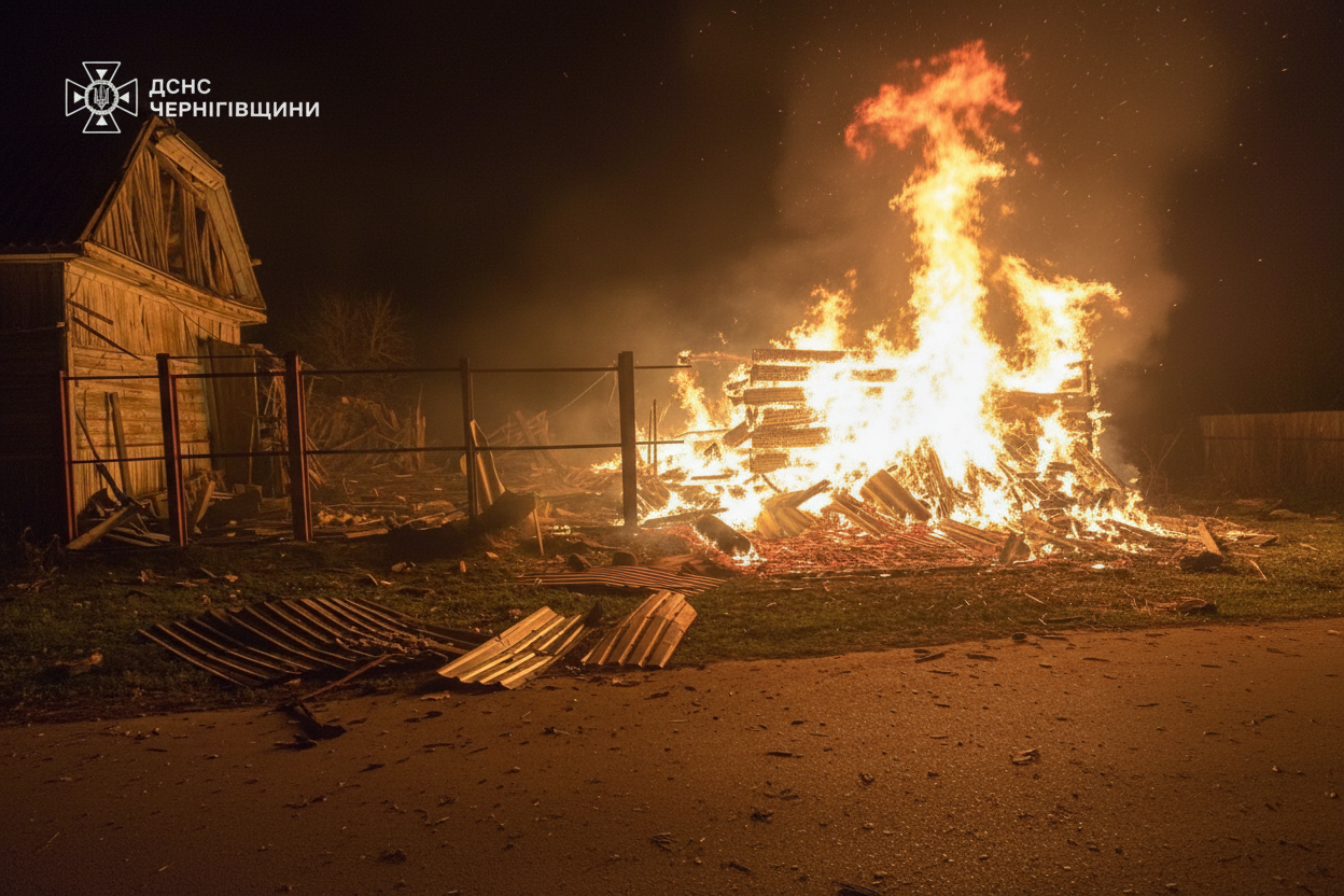 Последствия удара беспилотника по Черниговщине