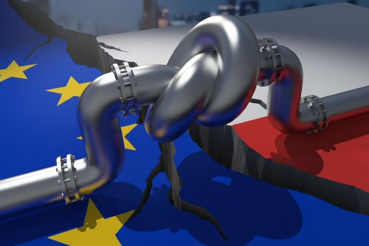 Трамп смотрит на кран с газом