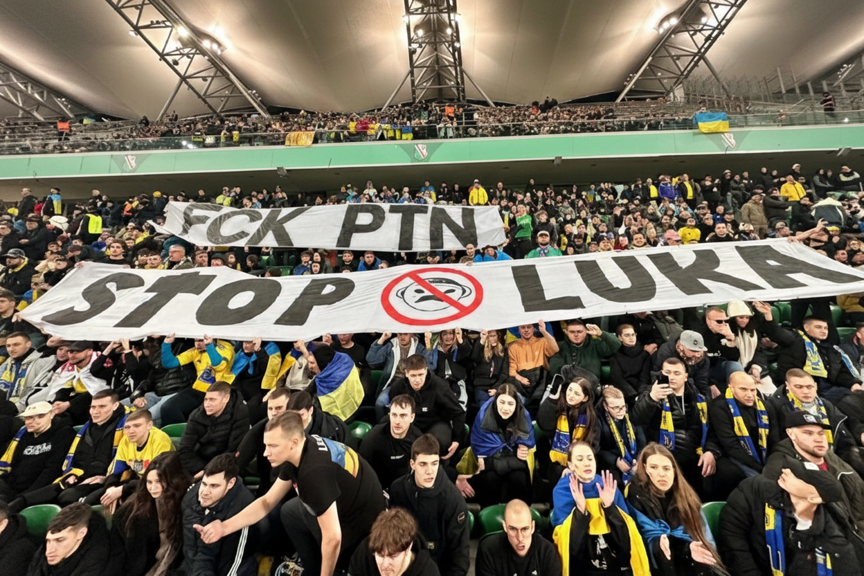 Українські футбольні фанати протестують проти Путіна та Лукашенка