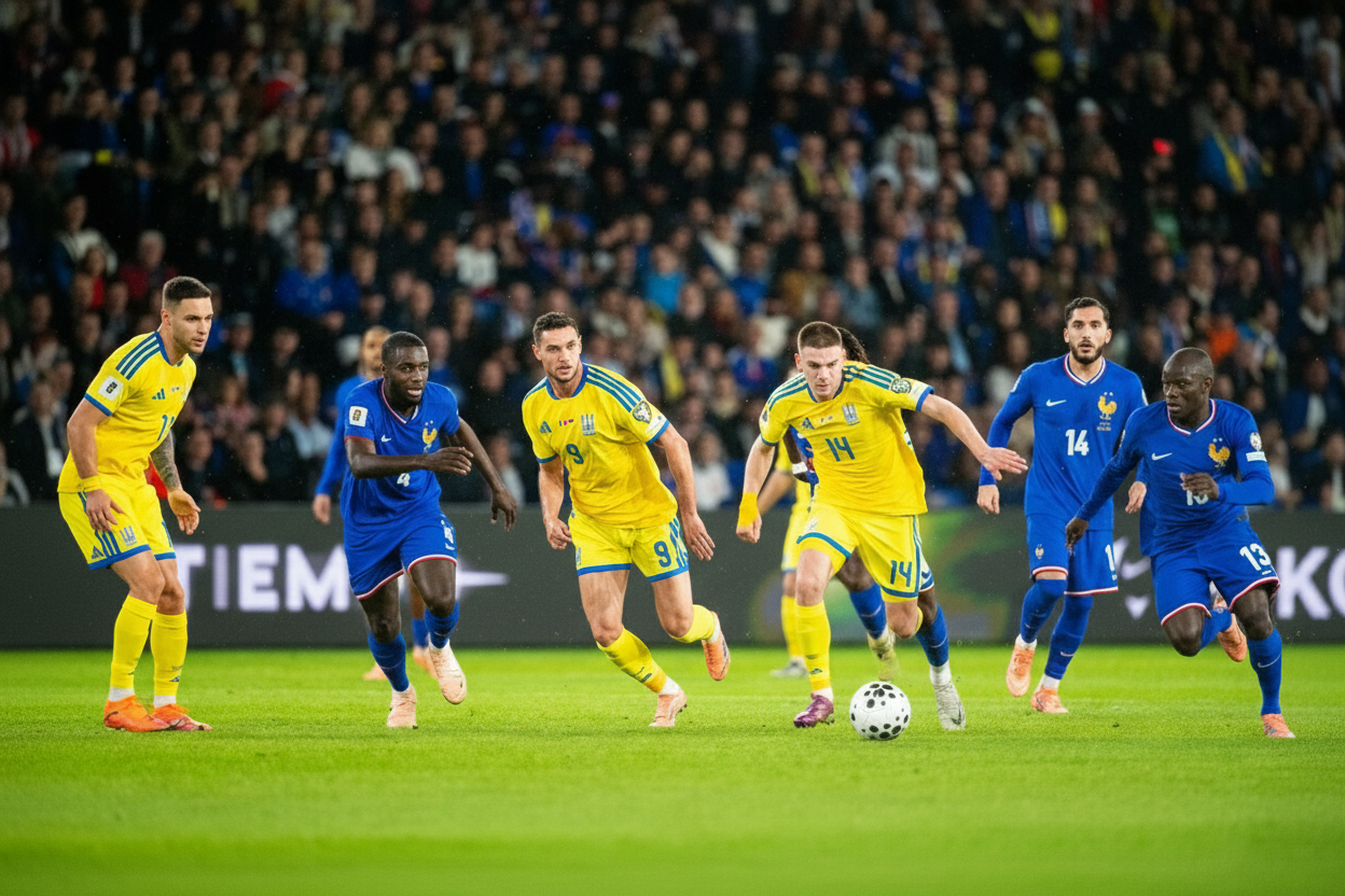 Гравці збірної України святкують перемогу на полі