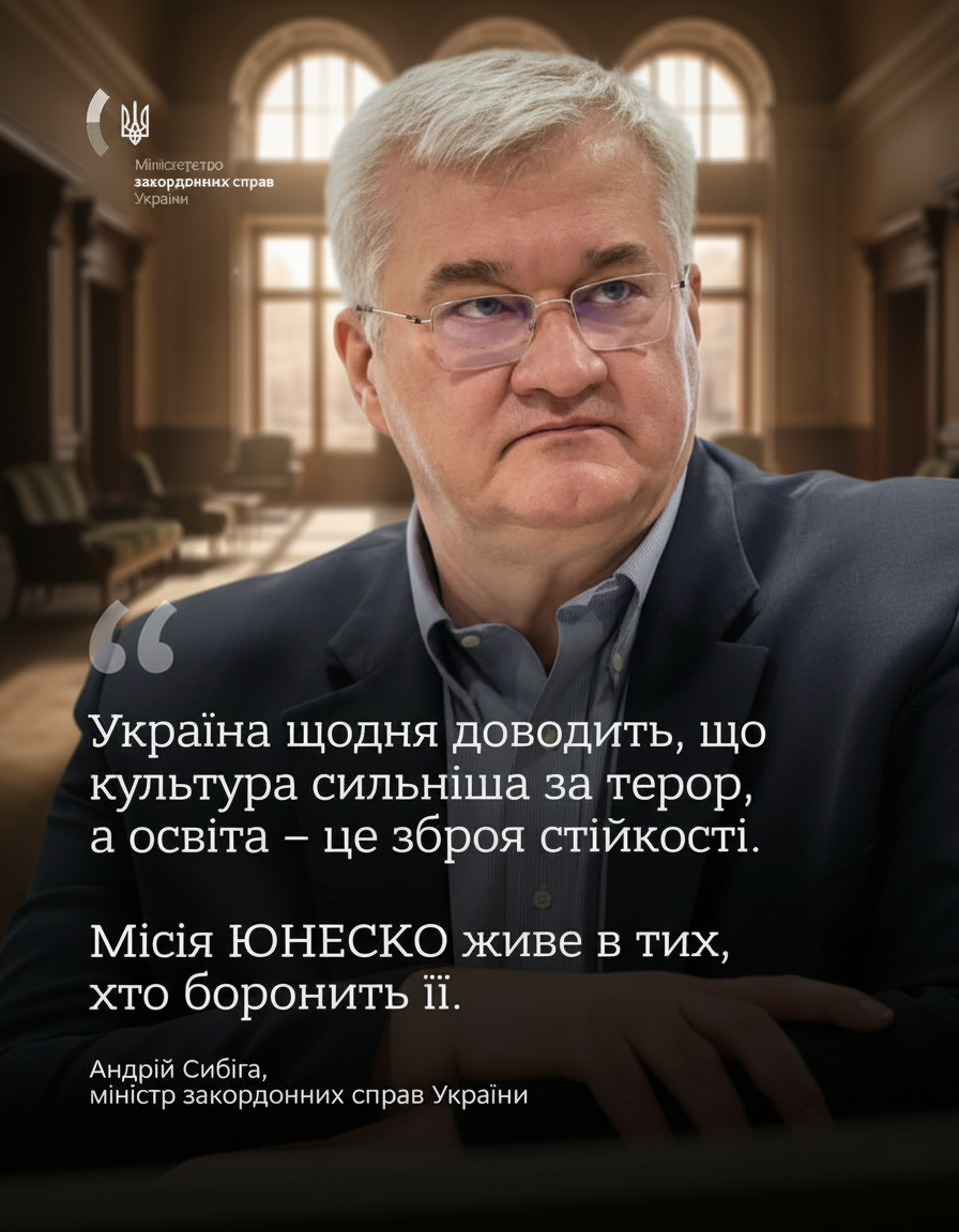 Прапор України на фоні ЮНЕСКО