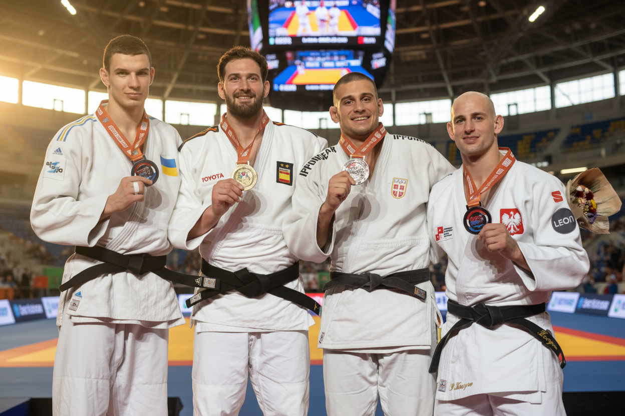Дзюдоїст Єршов на п'єдесталі з срібною медаллю