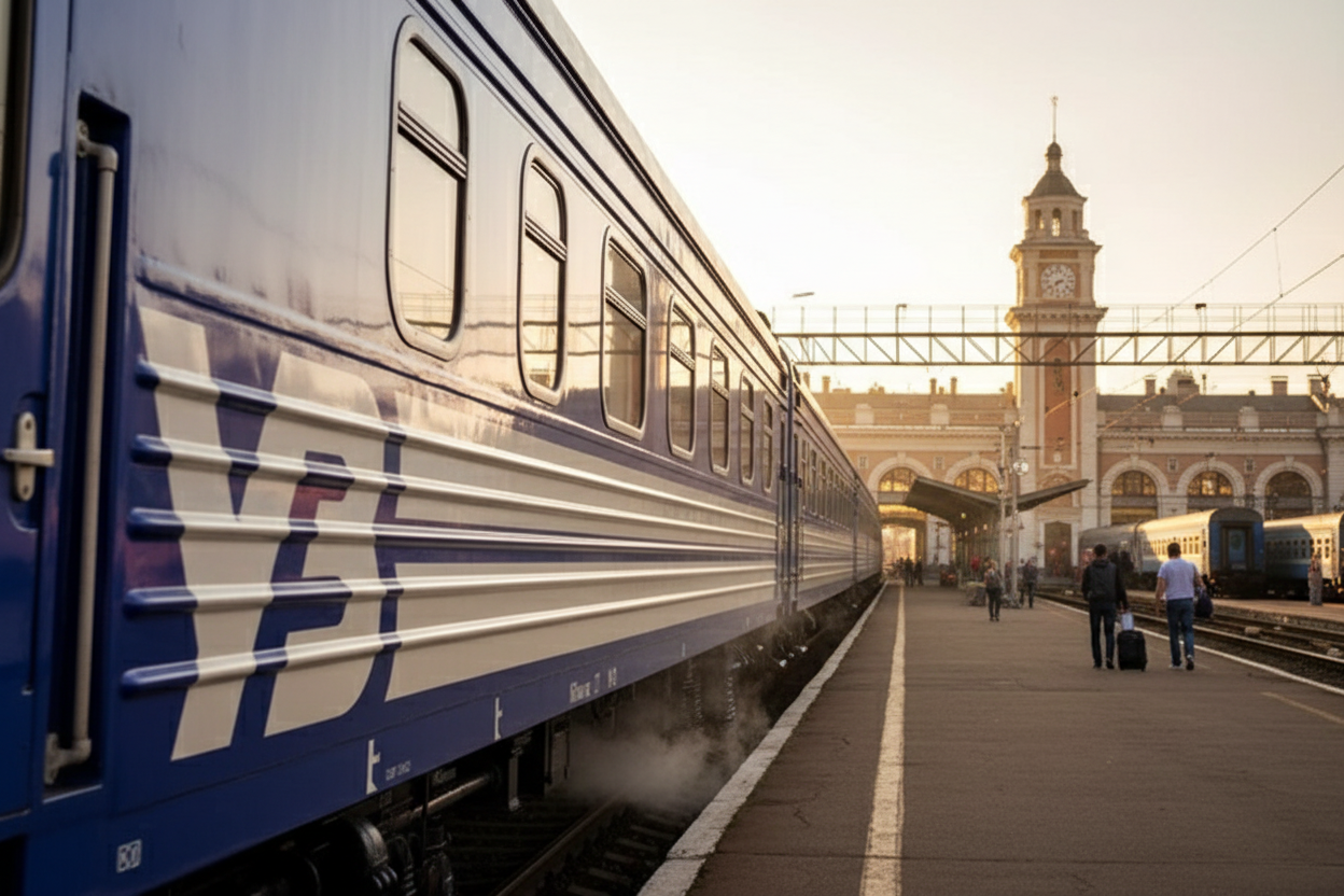 Потяг на залізничній станції в Польщі