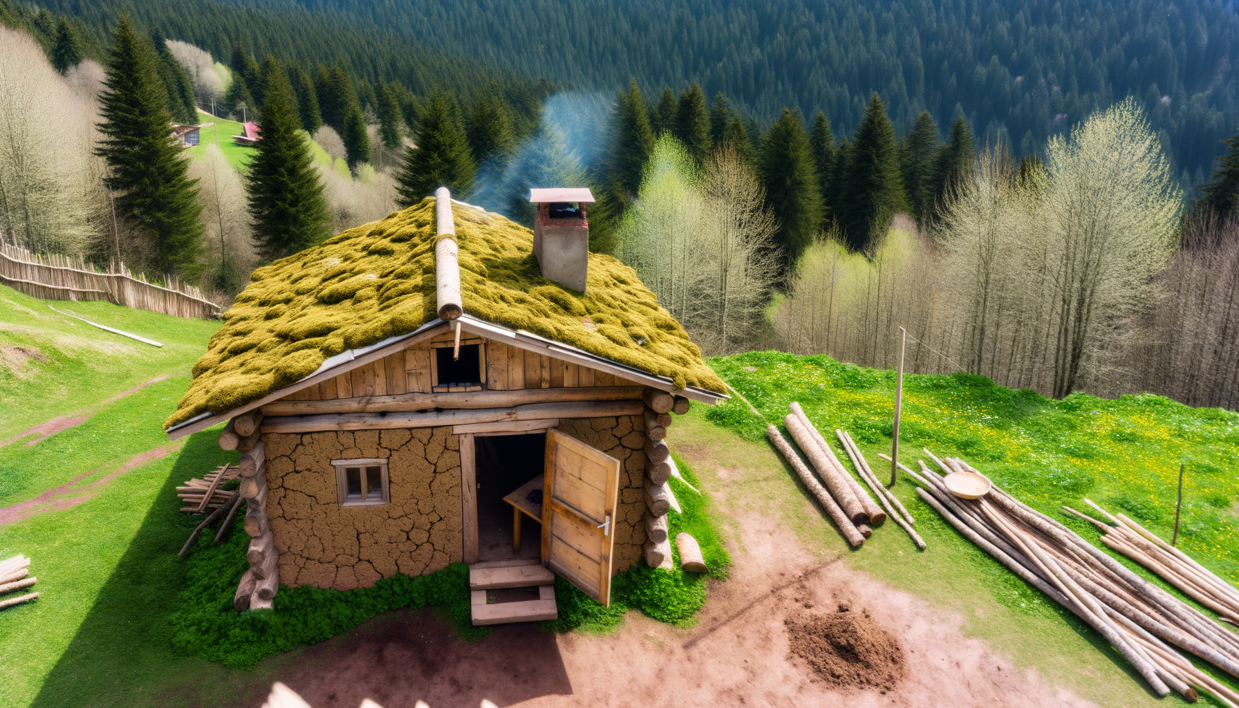 Житель волынского села построил дом из дров и глины