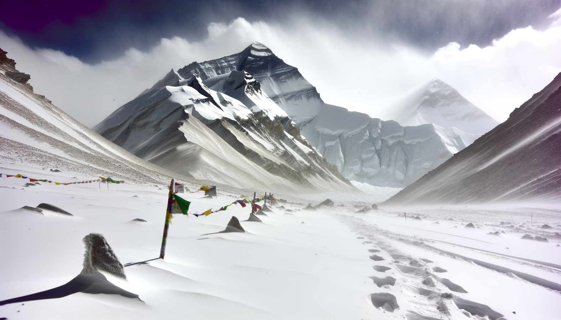 Снегопад в Тибете блокирует путь к Эвересту