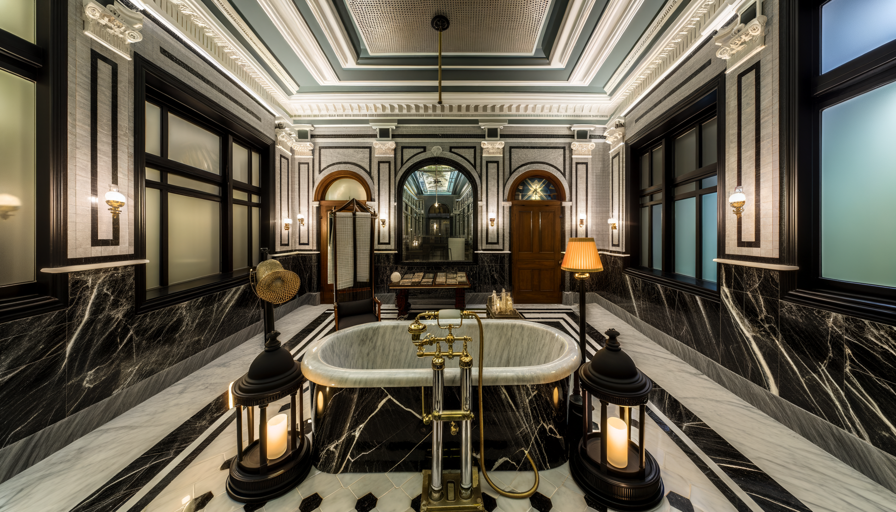 Ванна кімната Лінкольна з мармуровими плитами